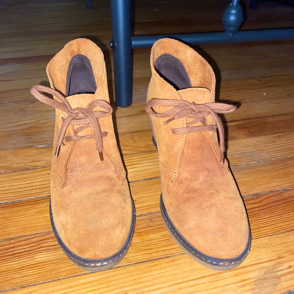 J. Crew Burnt Orange Wedge Booties